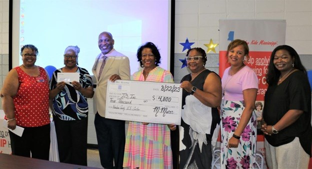 Pictured l-r Anise Jefferson, Loretta Williams(center director) Dr. Michael Minor, Eloise McClinton, Angela Lowery, Abigail Means and Tish Dean.